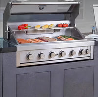 Outdoor Kitchen Built for Professional Entertaining, Six-Burner Grill, Illuminated Refrigerator, Marine-Grade Steel