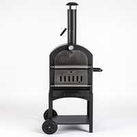 Wood-Fired Pizza Oven Built to Reach 450°C Fast, Compact 33cm Cordierite Stone, Wheeled Cart, Dual Doors