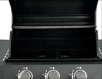 3-Burner Gas Grill Built for Outdoor Excellence, Cast-Iron Grates, Porcelain Hood, Enclosed Cart Storage